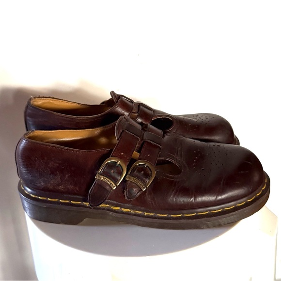 Dr. Martens Brown Leather 8065 Mary Janes Shoes - Picture 7 of 14